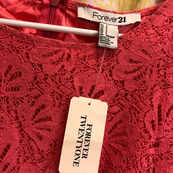 Coral Lace Romper with Belt - Picture 3 of 4